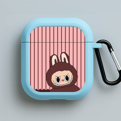 Stripey Cute Brown Monster Blue AirPods Case
