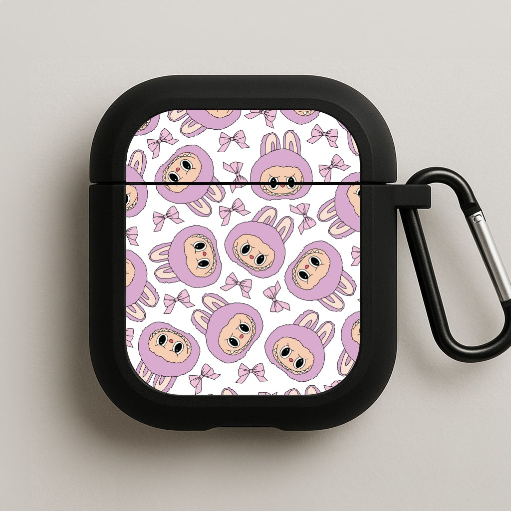 Cute Purple Monster And Bows Pattern AirPods Case
