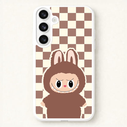 Checkered Cute Brown Monster Phone Case for Galaxy S26
