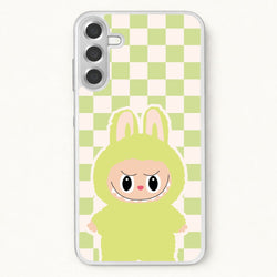 Checkered Cute Green Monster Phone Case for Galaxy A37