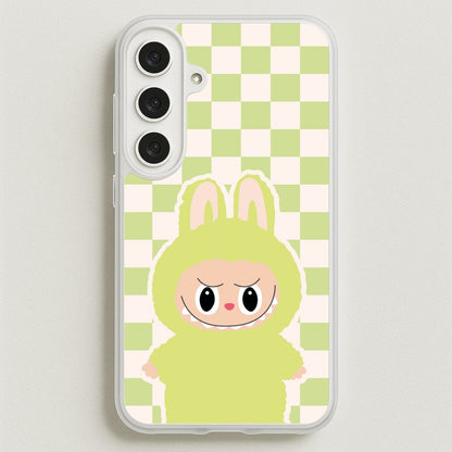 Checkered Cute Green Monster Phone Case for Galaxy S25FE