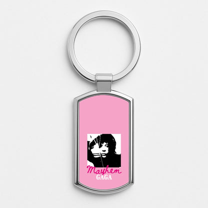 Pink Mayhem Gaga Silver Keyring