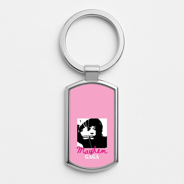 Pink Mayhem Gaga Silver Keyring