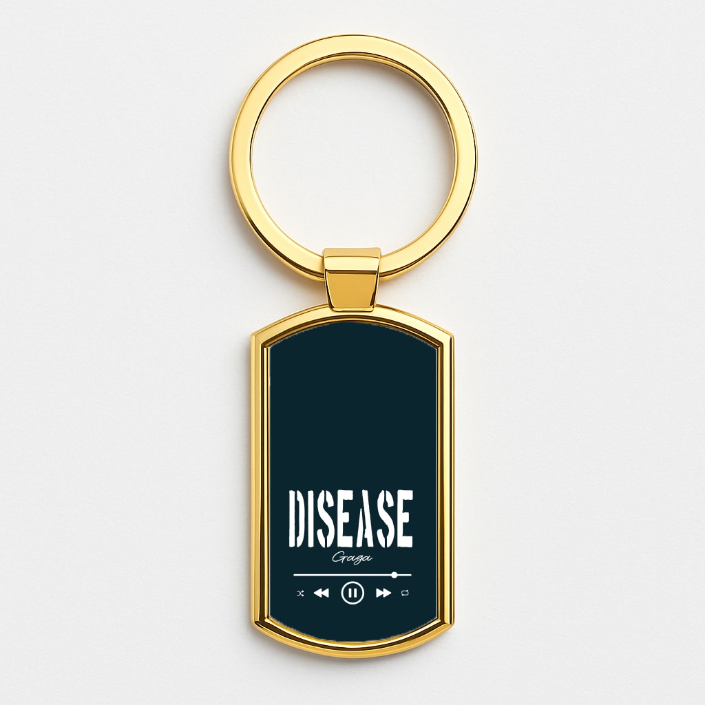 Gaga Disease Track Gold Keyring