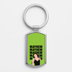 Neon Green Mayhem Silver Keyring