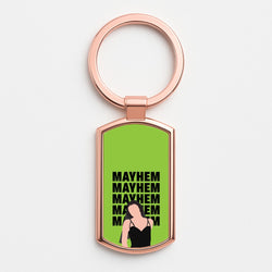 Neon Green Mayhem Rose Gold Keyring