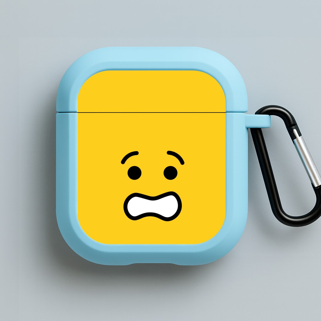 Brick Face Worried Blue AirPods Case