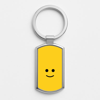 Brick Face Smile Silver Keyring