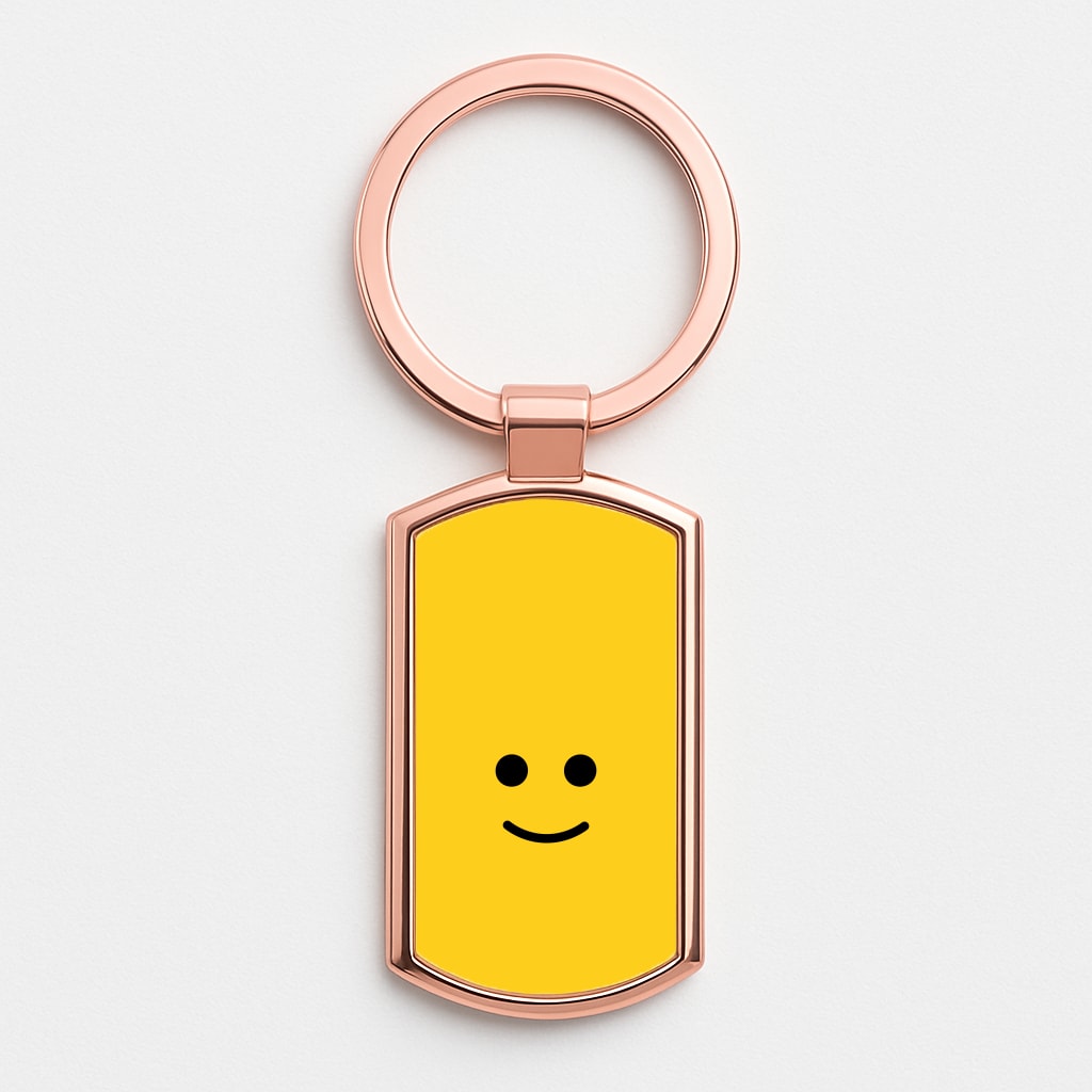 Brick Face Smile Rose Gold Keyring