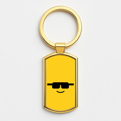 Brick Face Sunglasses Gold Keyring