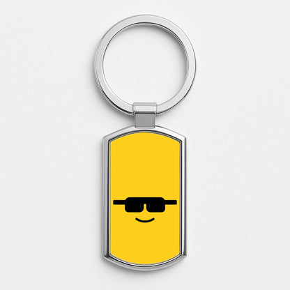 Brick Face Sunglasses Silver Keyring