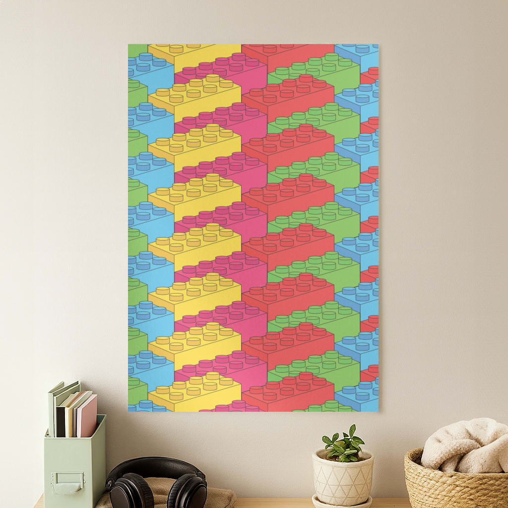 Bricks Isometric Pattern Poster
