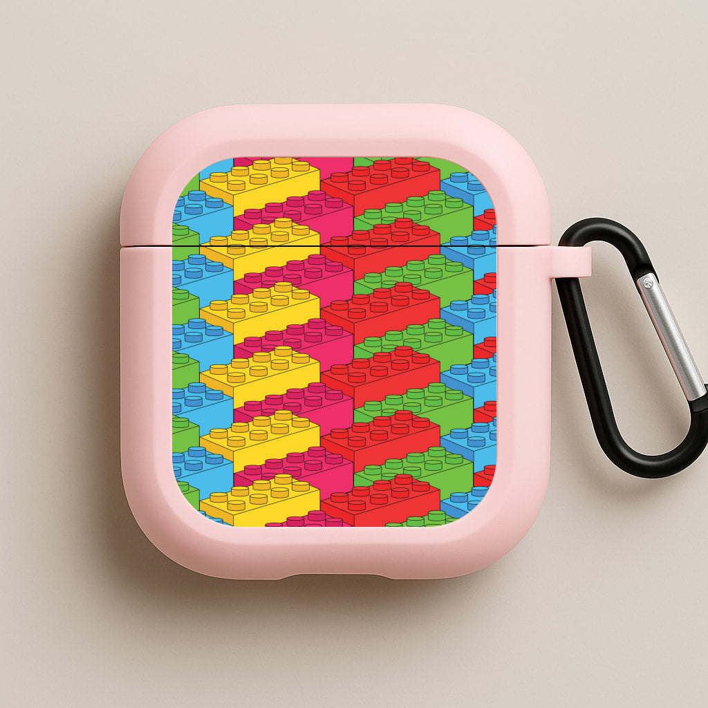 Bricks Isometric Pattern Pink AirPods Case