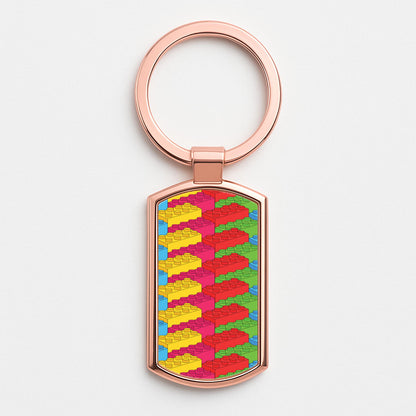 Bricks Isometric Pattern Rose Gold Keyring