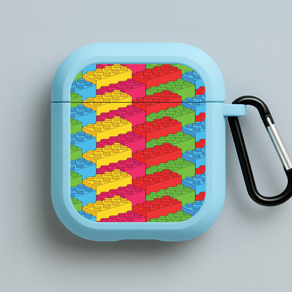 Bricks Isometric Pattern Blue AirPods Case