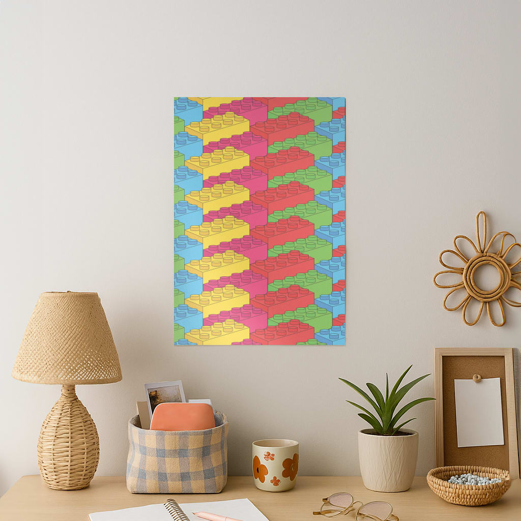 Bricks Isometric Pattern Art Print