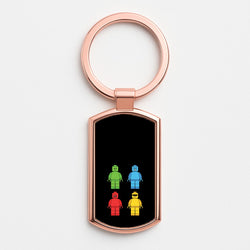 Bricks Figures Rainbow Rose Gold Keyring