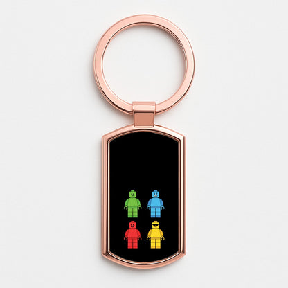 Bricks Figures Rainbow Rose Gold Keyring