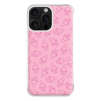 Bricks Figures Pattern Pink Phone Case for iPhone 16 Pro Max
