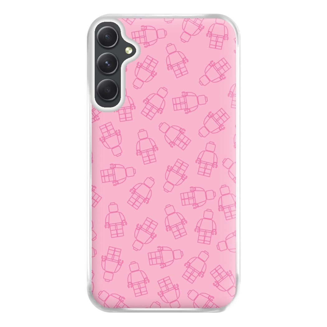 Bricks Figures Pattern Pink Phone Case for Galaxy A54