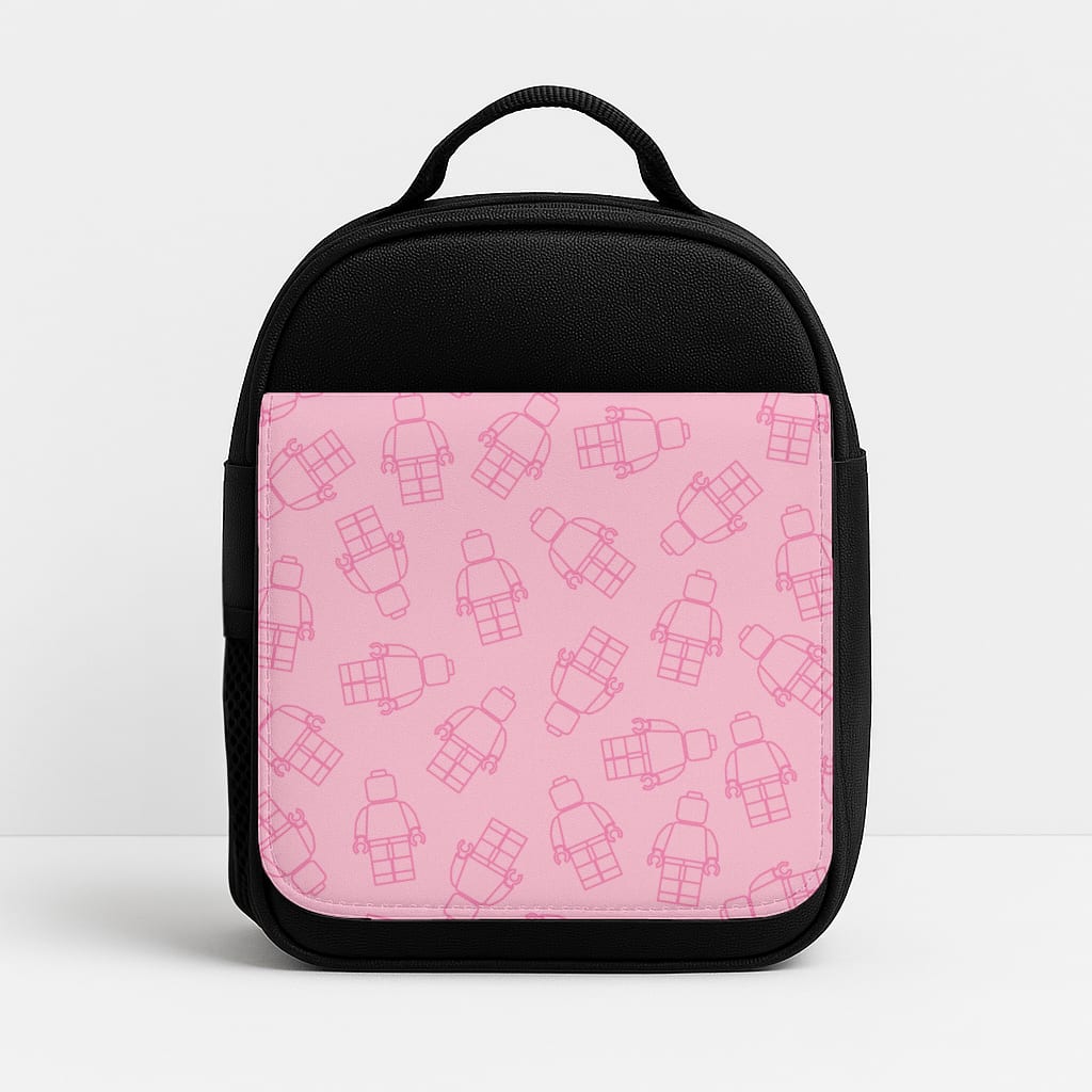 Bricks Figures Pattern Pink Insulated Lunchbox