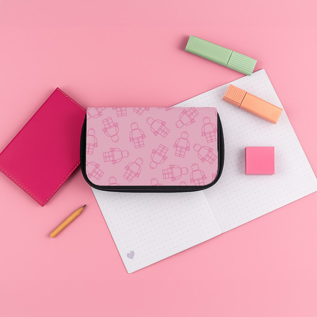 Bricks Figures Pattern Pink Pencil Case