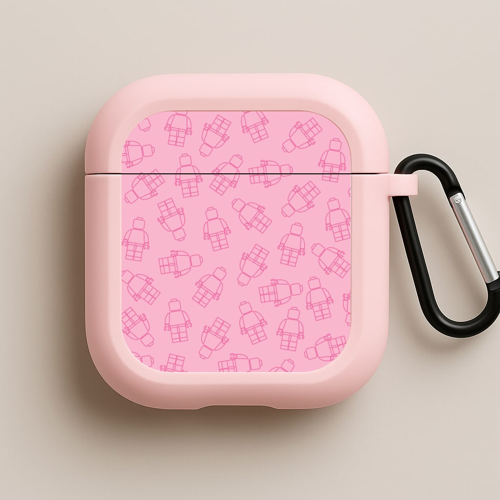 Bricks Figures Pattern Pink Pink AirPods Case