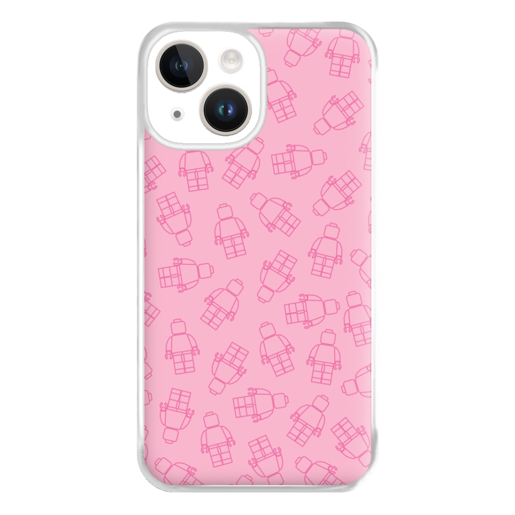 Bricks Figures Pattern Pink Phone Case for iPhone 14