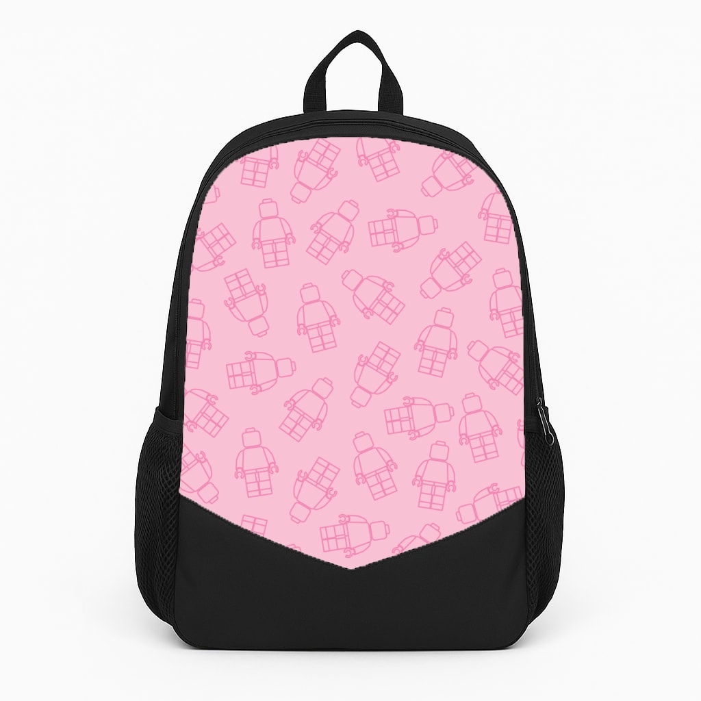 Bricks Figures Pattern Pink Backpack