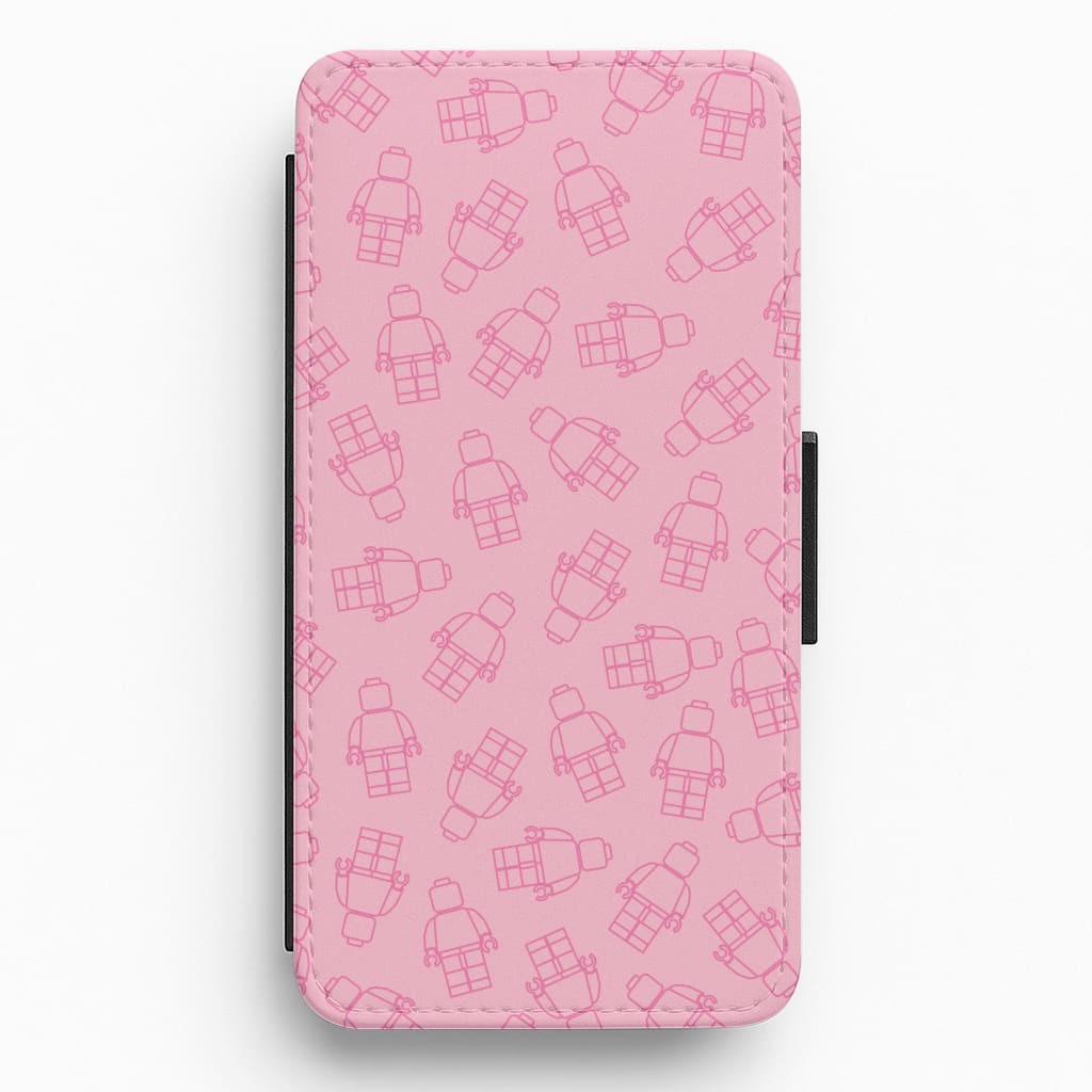 Bricks Figures Pattern Pink Flip / Wallet Phone Case