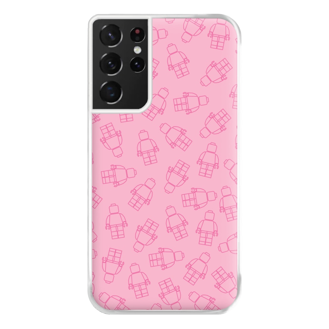 Bricks Figures Pattern Pink Phone Case for Galaxy S21 Ultra