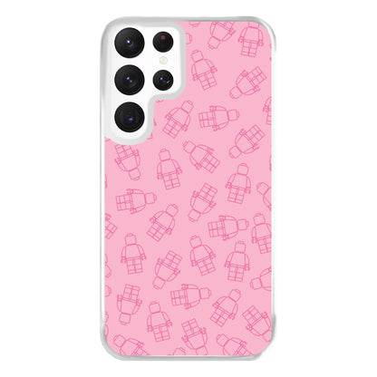 Bricks Figures Pattern Pink Phone Case for Galaxy S22 Ultra
