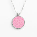 Bricks Figures Pattern Pink Circle Necklace
