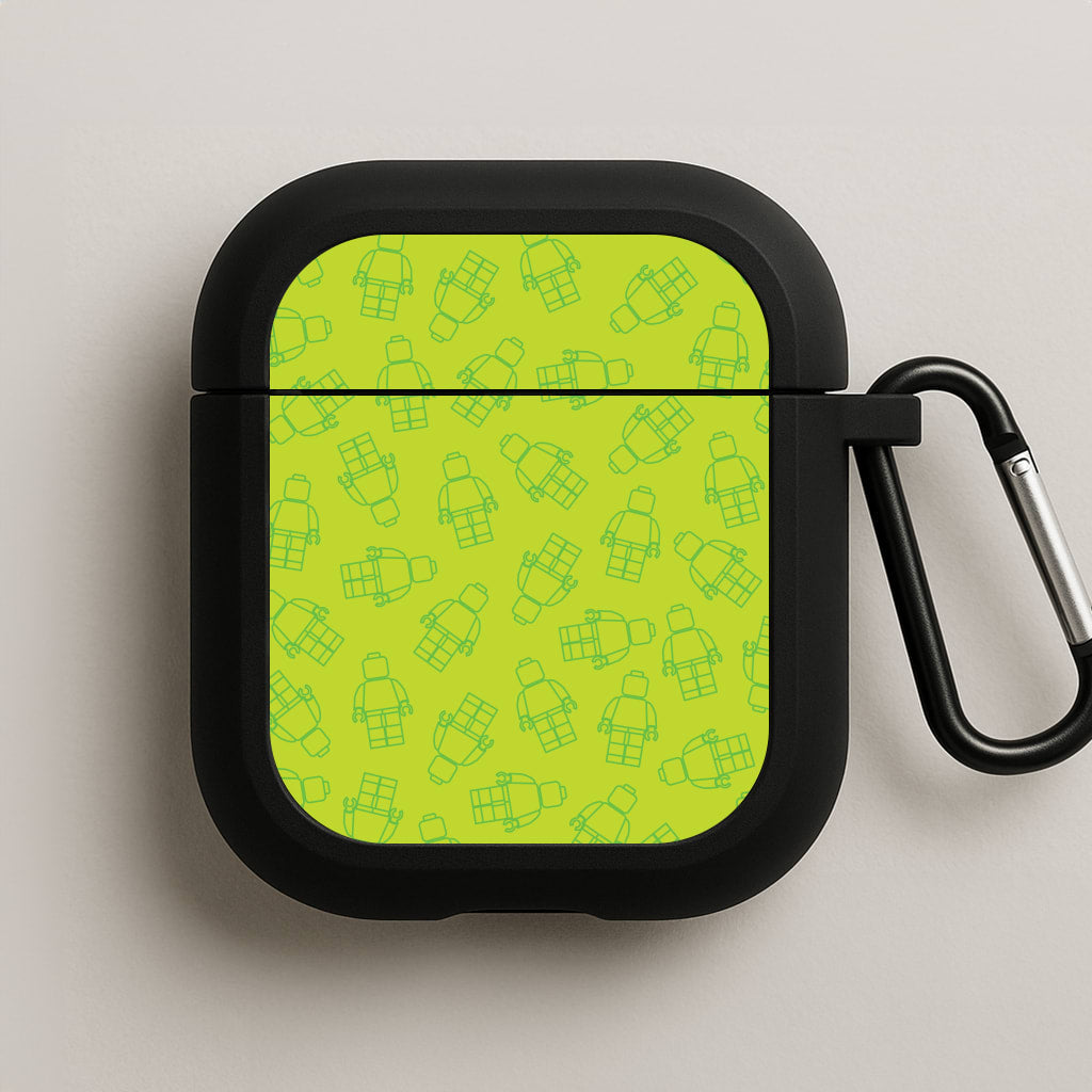 Bricks Figures Pattern Green AirPods Case