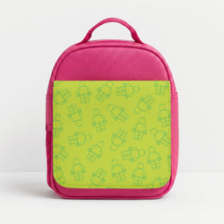 Bricks Figures Pattern Green Lunchbox - Pink