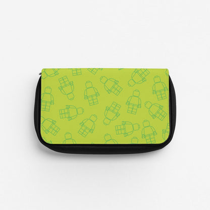 Bricks Figures Pattern Green Pencil Case
