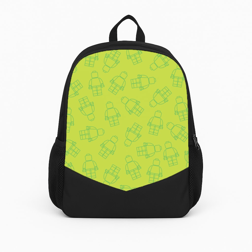 Bricks Figures Pattern Green Backpack