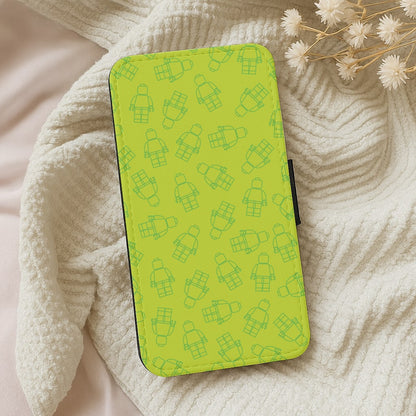 Bricks Figures Pattern Green Wallet Phone Case