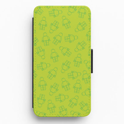 Bricks Figures Pattern Green Flip / Wallet Phone Case