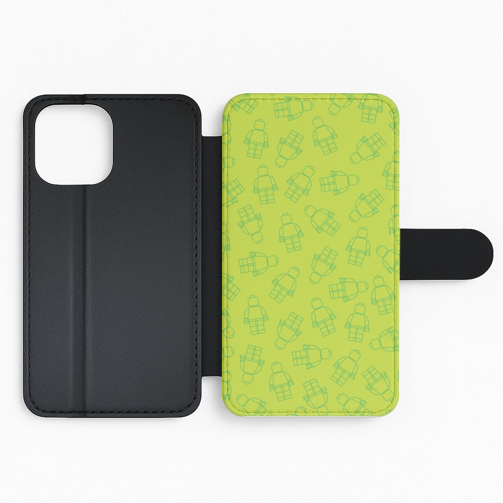 Bricks Figures Pattern Green Flip Phone Case