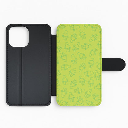 Bricks Figures Pattern Green Flip Phone Case