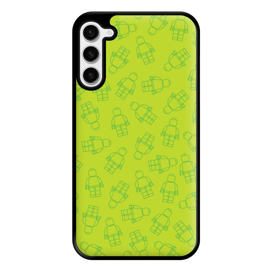 Bricks Figures Pattern Green Phone Case for Galaxy S23 Plus