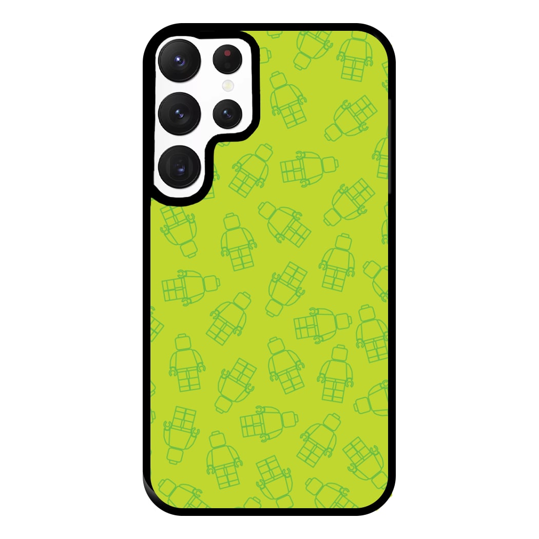 Bricks Figures Pattern Green Phone Case for Galaxy S22 Ultra