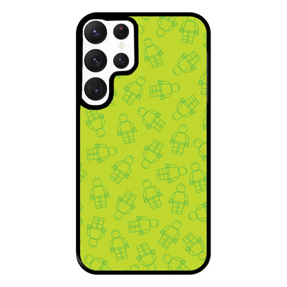 Bricks Figures Pattern Green Phone Case for Galaxy S22 Ultra