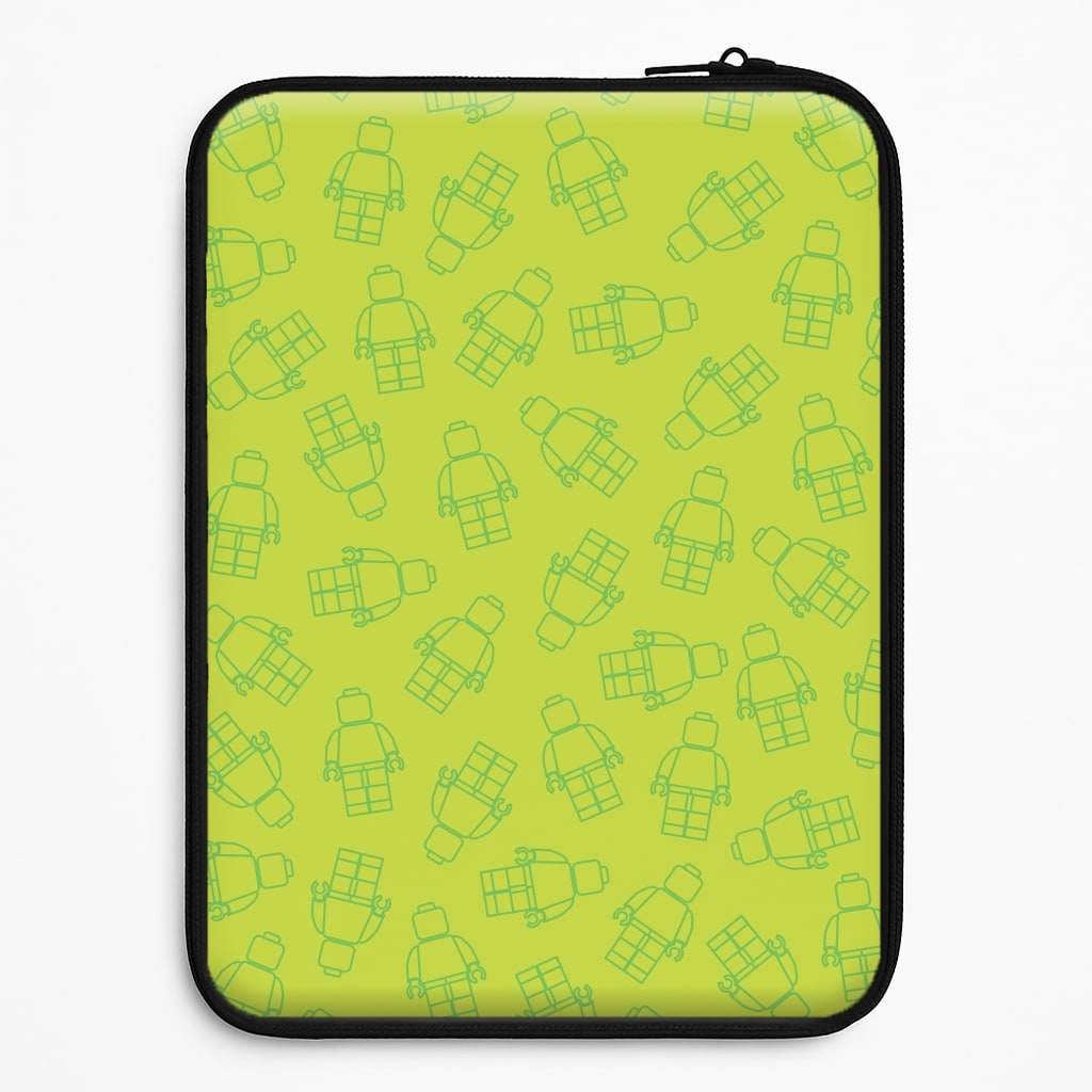 Bricks Figures Pattern Green Laptop Sleeve
