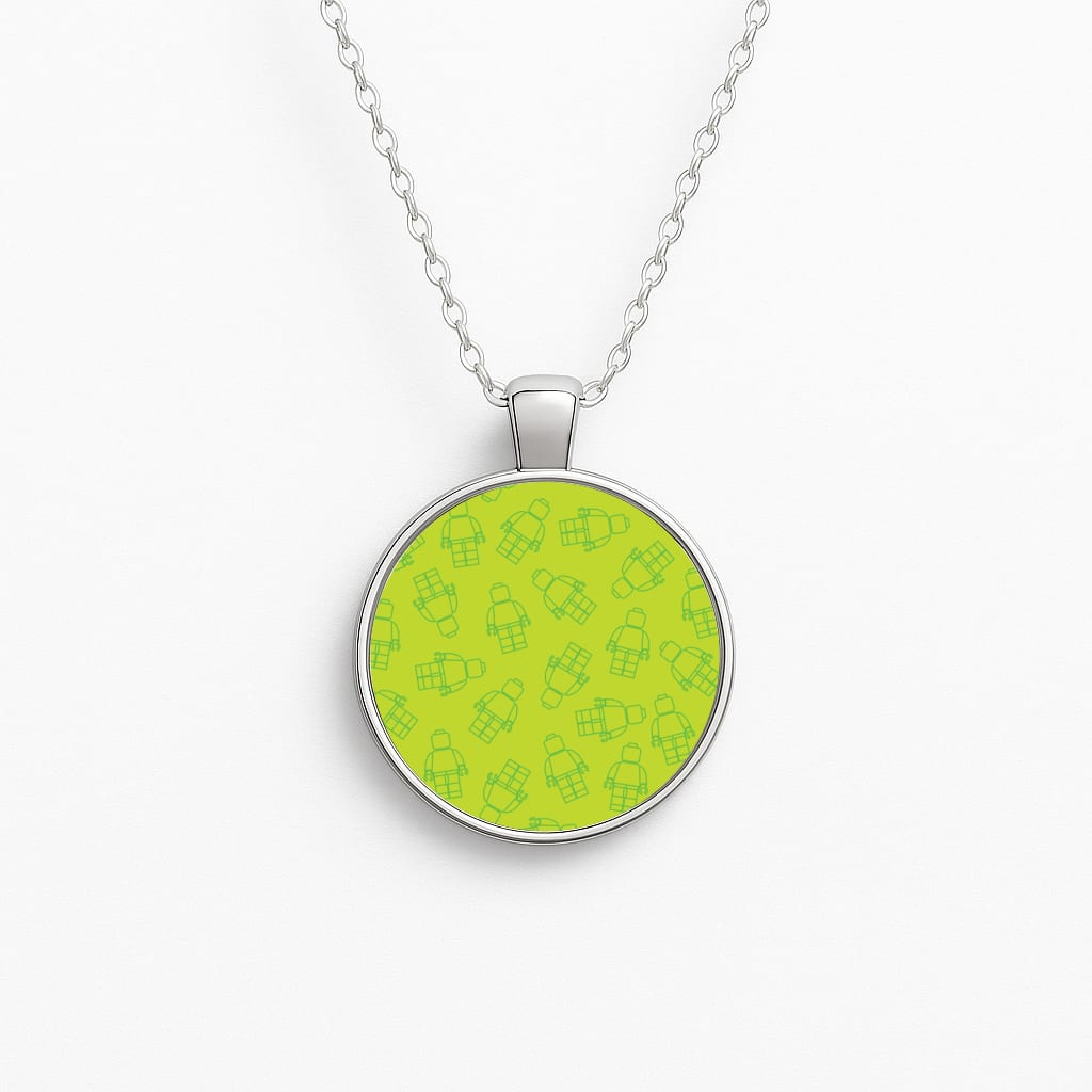 Bricks Figures Pattern Green Necklace
