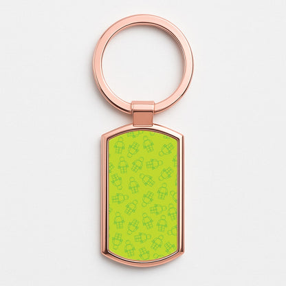 Bricks Figures Pattern Green Rose Gold Keyring