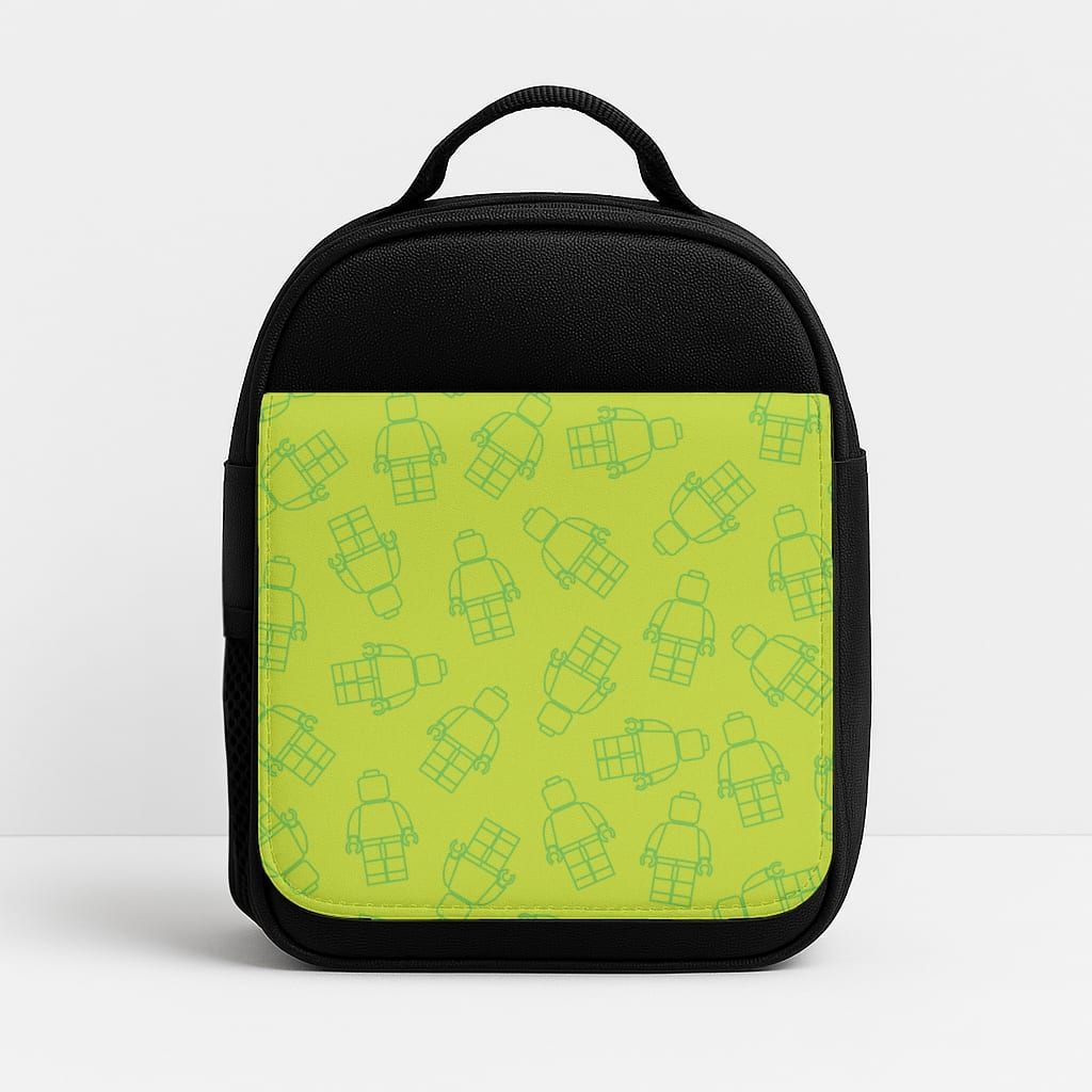 Bricks Figures Pattern Green Insulated Lunchbox