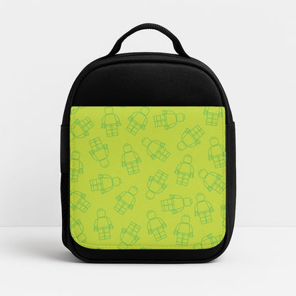 Bricks Figures Pattern Green Insulated Lunchbox