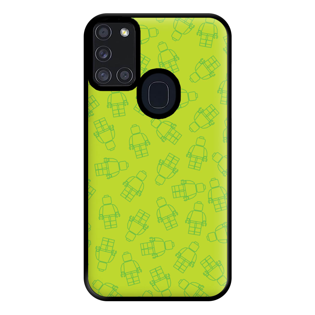 Bricks Figures Pattern Green Phone Case for Galaxy A21s